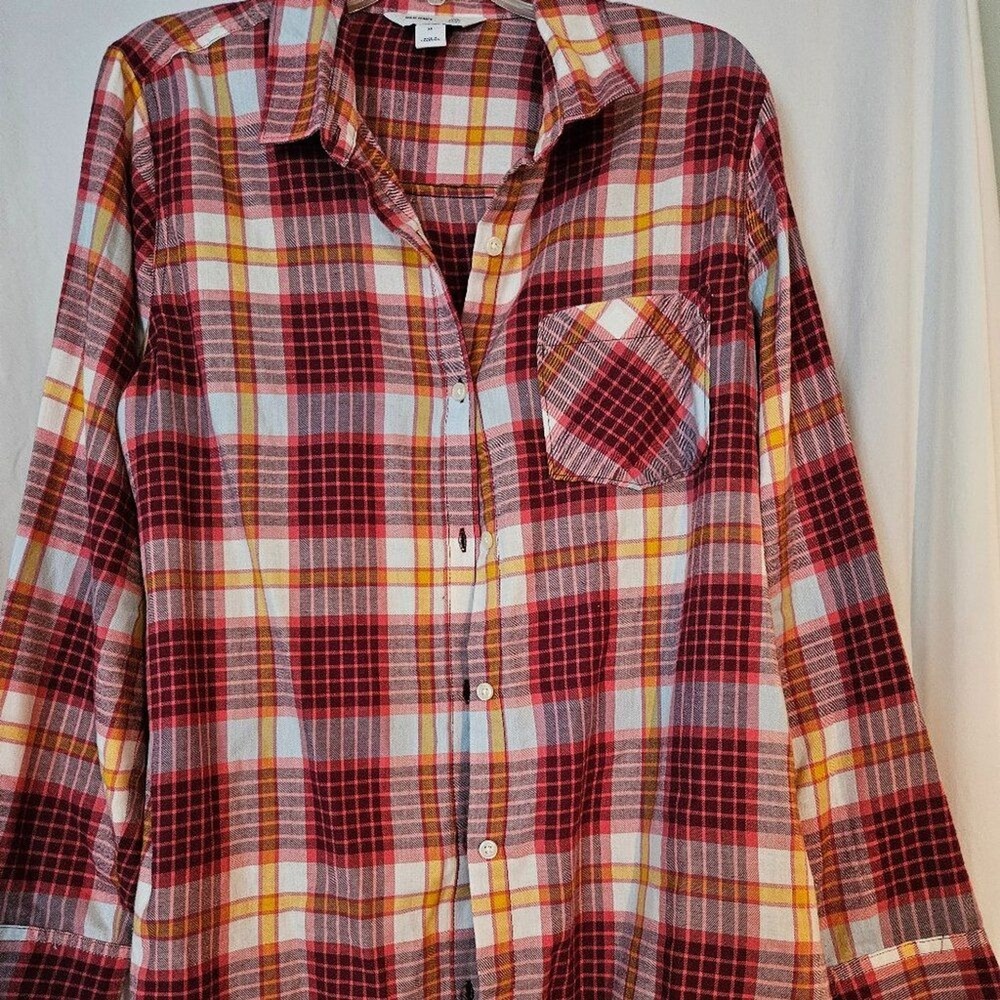 Old Navy - Plaid Flannel Tunic Button Down Shirt – XL